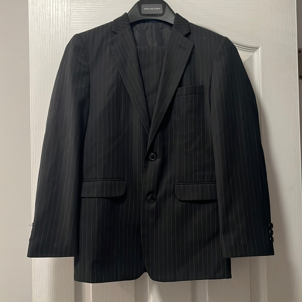 Chaps 2pc boys black pin striped suit